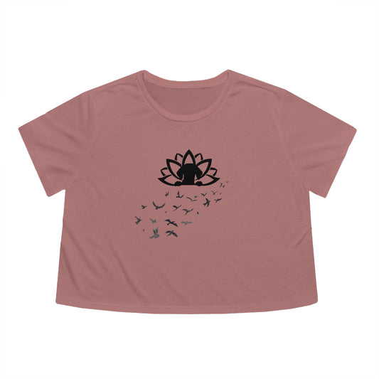 Birds & Logo - Women's Flowy Cropped Tee