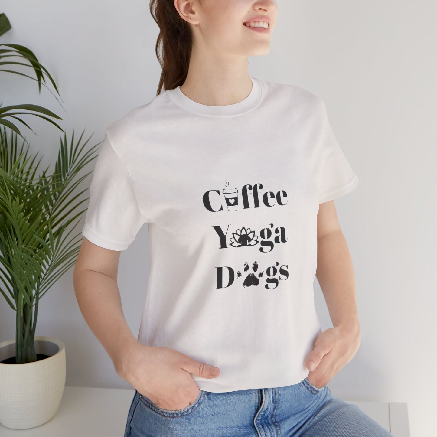 Coffee, Yoga, Dogs - Unisex Jersey Short Sleeve Tee