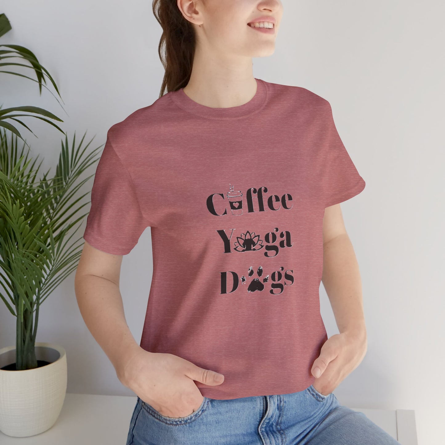 Coffee, Yoga, Dogs - Unisex Jersey Short Sleeve Tee