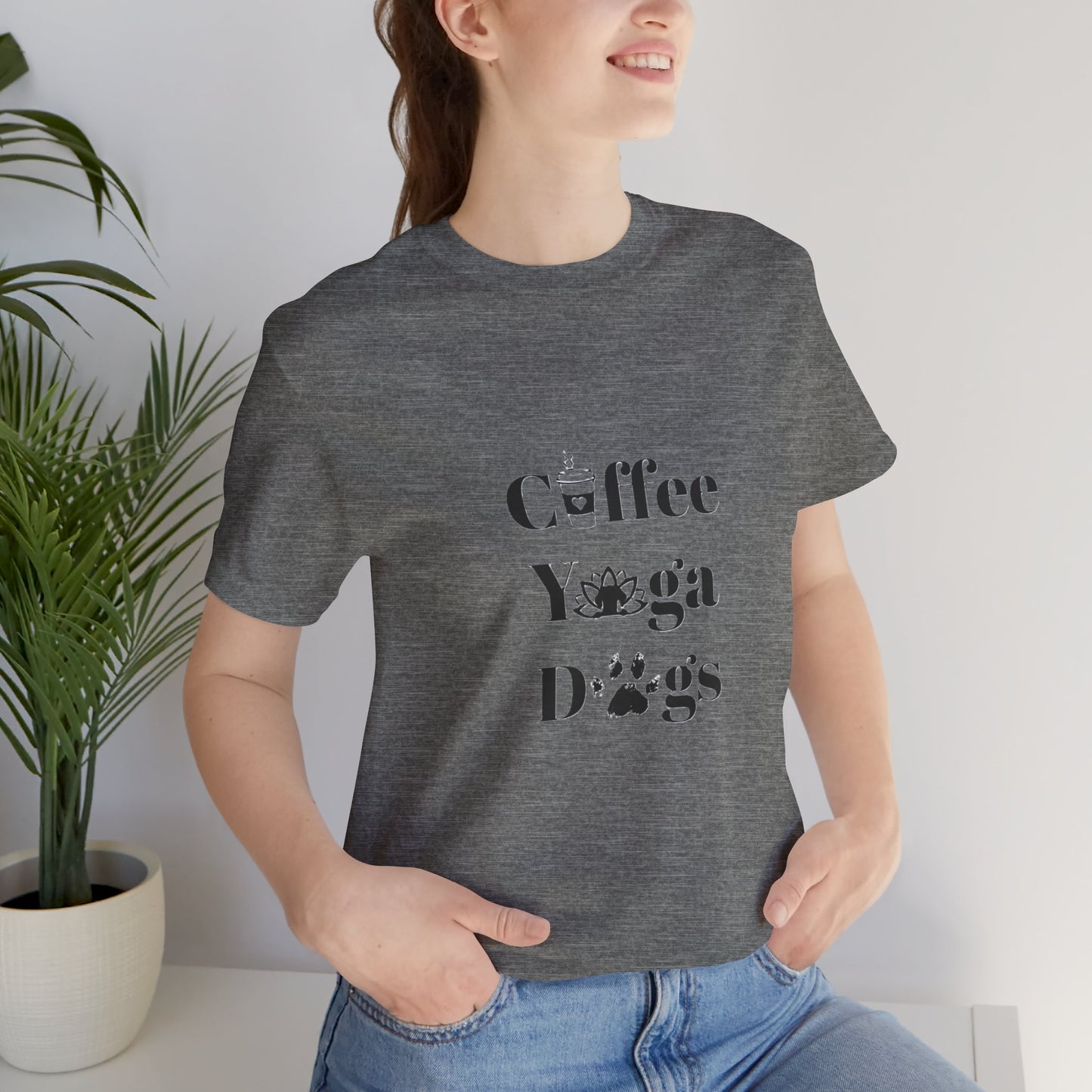 Coffee, Yoga, Dogs - Unisex Jersey Short Sleeve Tee