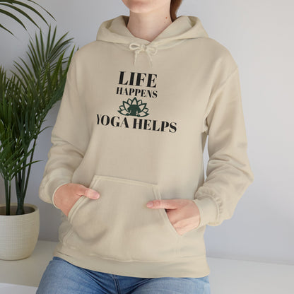 Life Happens Yoga Helps Hooded Sweatshirt